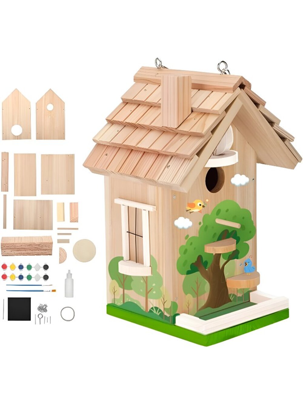 DIY Bird House Kit – Build Your Own Bird House, Natural Cedar Wood Craft Kit
